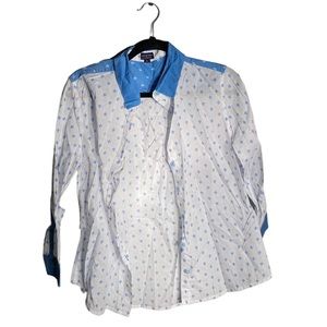 Cape Madras Button Down Top Blue and White